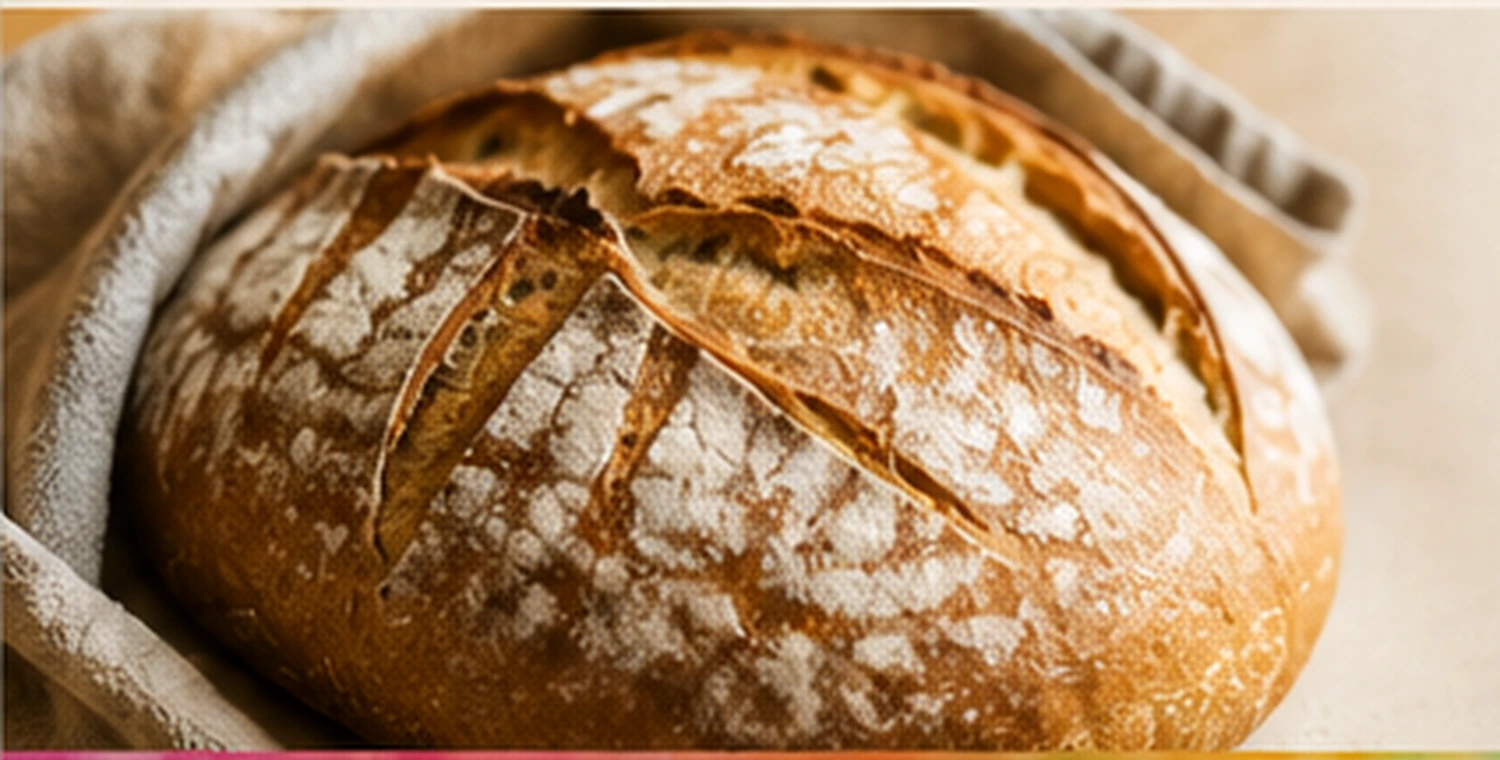 A beautifully scored artisan sourdough loaf resting in linen